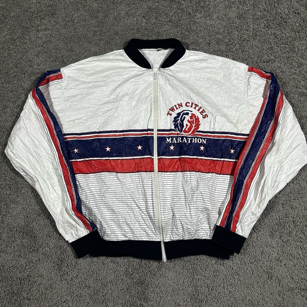 Vintage 80s Twin‎ Cities Marathon Tyvek Windbreaker Jacket USA Track Running